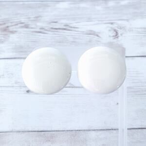 Vintage Clip On Earrings Retro Off White Large Circle Statement